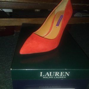 Ralph Lauren Armissa Red Suede Pumps